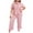 #03 Pink, variant on Busydd Plus Size Pajamas for Women Set XL-4XL Fashion Solid Color 2 Piece Sets for Women Casual Comfy Short Sleeve Tops and Pants Sleepwear Oversized Loose Loungewear Set