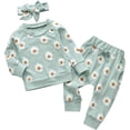 thumbnail image 1 of Conjunto de 3 piezas de ropa para bebé niña recién nacida con estampado de flores, camiseta de manga larga, pantalones y diadema., 1 of 5