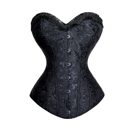 Body Shaper Plus Size LELINTA Brocade Spiral Steel Boned Waist Trainer Corsets and Bustiers Corselet Gothic Plus Size S-6XL Body Shape Black/White ()
