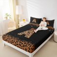thumbnail image 3 of jejeloiu Classic Leopard Monogram A Full Size Sheets For Girls,Brown Bow Glitter Print Initial Bed Sheets For Kids,4 Pieces, 3 of 6