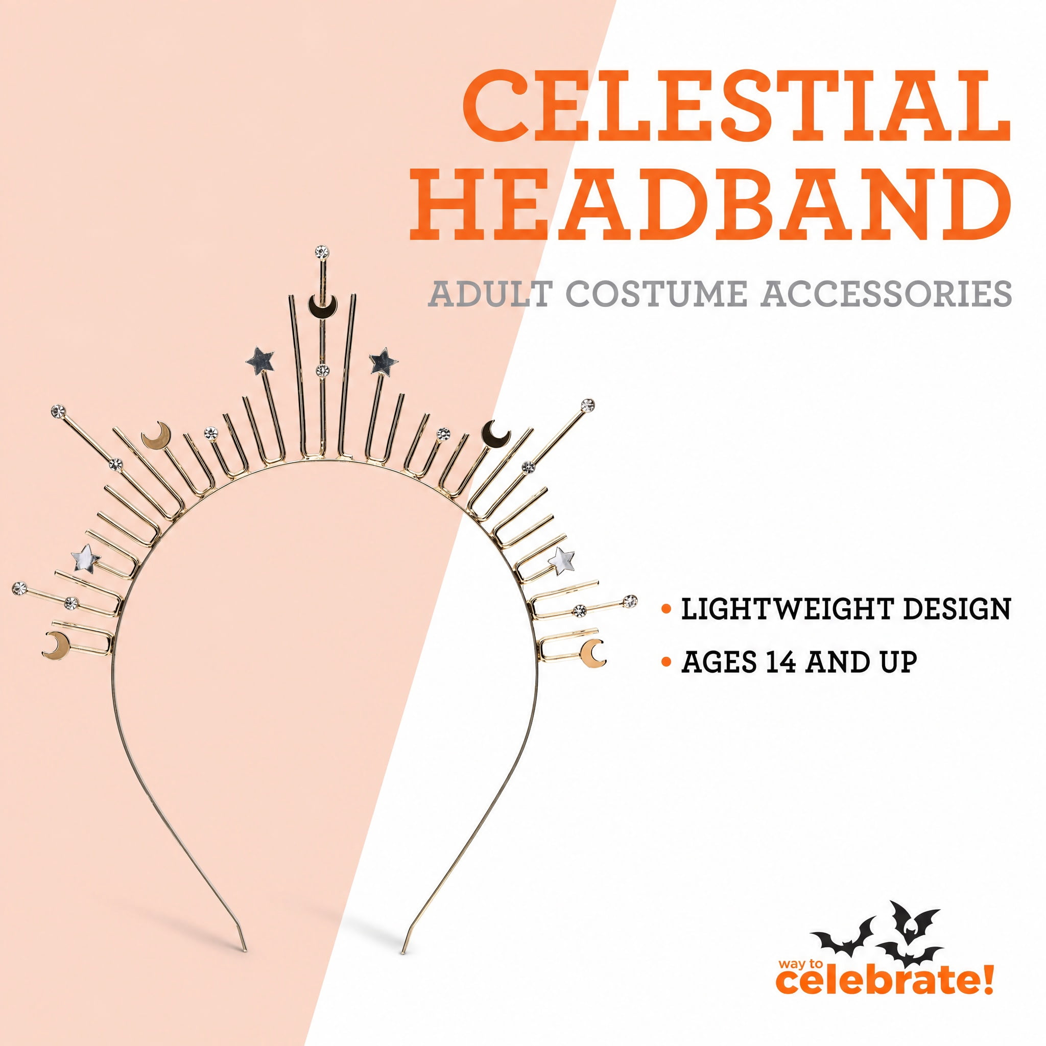 Celestial Headband Costume Accessory for Adults, Gold, Halloween by Way To Celebrate