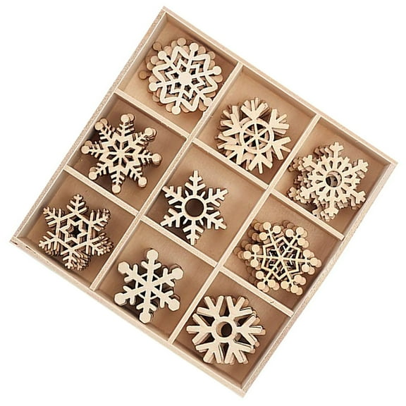 45pcs Christmas Snowflake Hanging Decorations Wooden Mini Snowflakes Ornaments for Christmas Tree