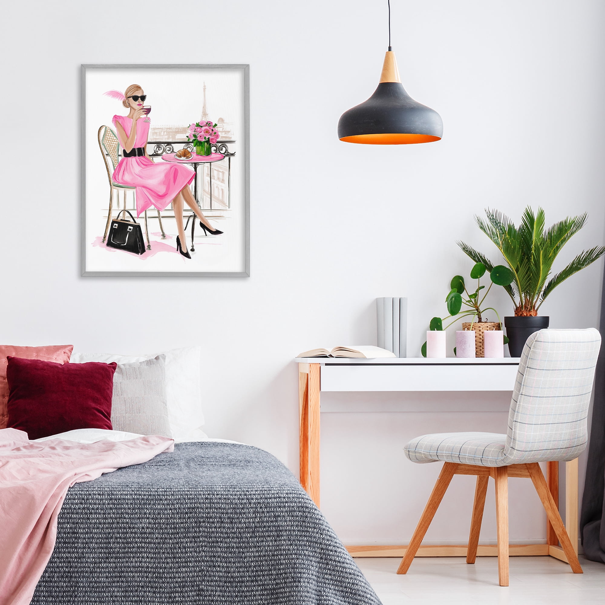 Stupell Industries Parisian Chic on Cafe Balcony Gray Framed Giclee Art, design by Jess Stempel
