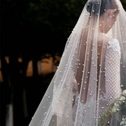 Pearl Table Cloth,Tulle Tablecloth,Wedding Veil Pearl Sheer Table Cover,Tulle Fabric Lace Tablecloth Table Cover,Bridal Veil Tablecloths Chiffon Table Covers for Wedding Birthday Party Arch