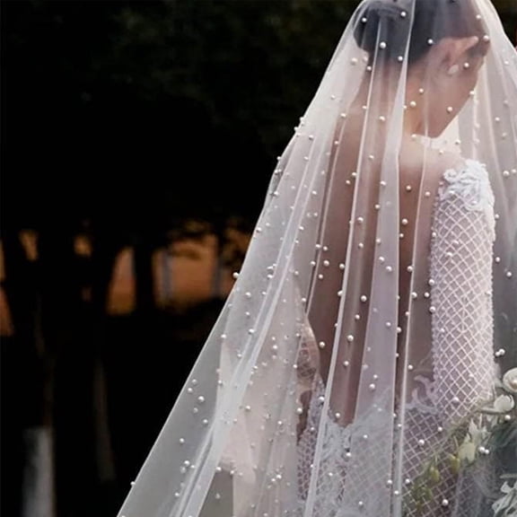 Yooshoverk Sheer Table Cover Pearl Veil Fabric 79x63 Inch Semi Transparent Wedding Party Decor Elegant