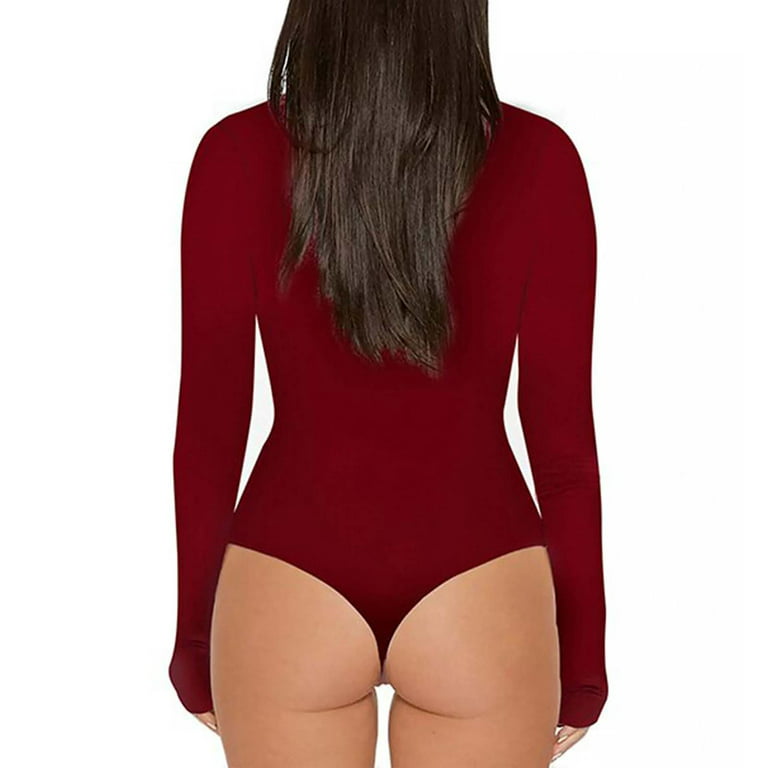 Cyber and Monday Deals Dianli Shapewear Bodysuit Bodysuits for Women  Oversized Skims Dupe Women's Long Sleeve High Neck Solid Comfy Shapewear  Bodysuit
