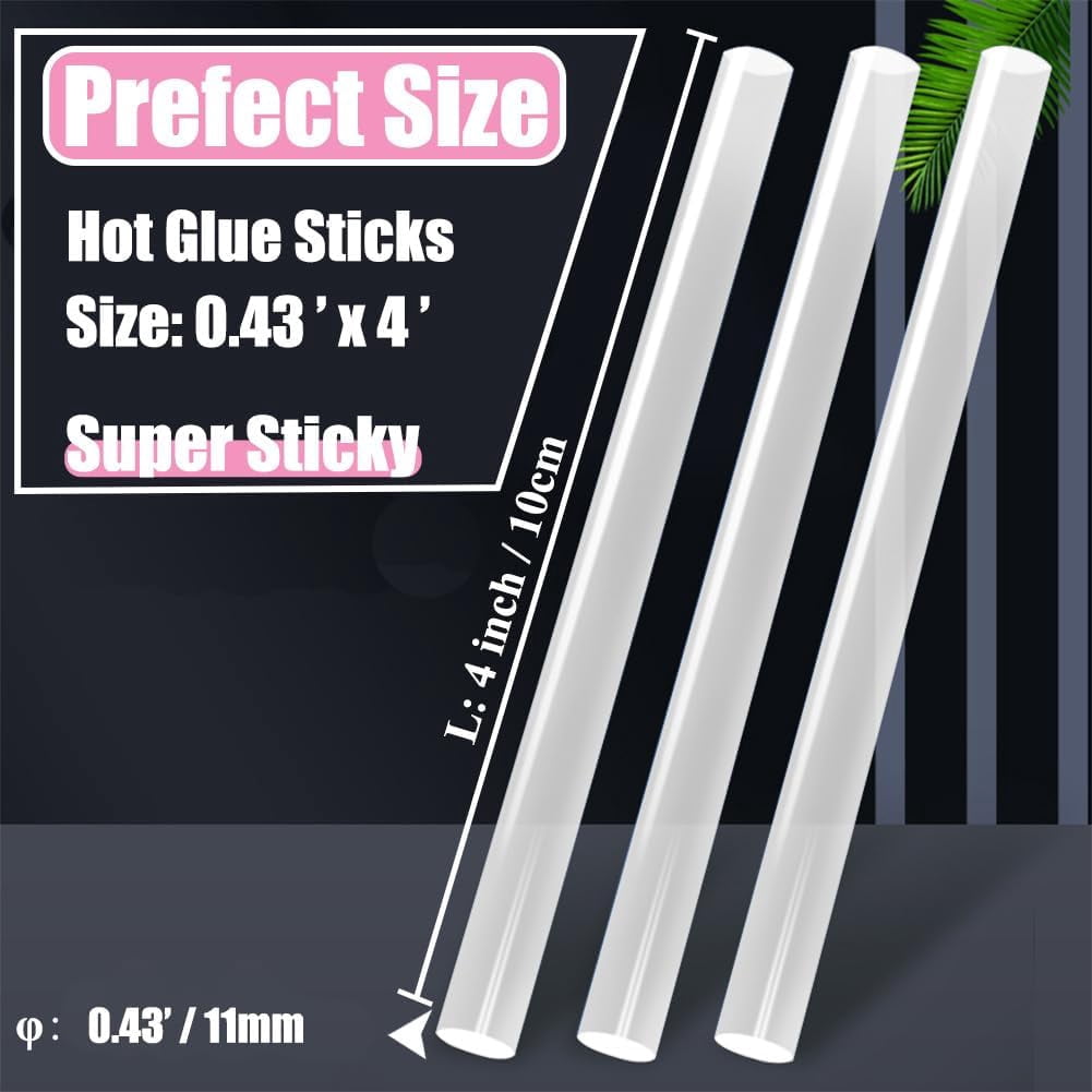 Hot Glue Gun Sticks, 60 Pack Sticks with 4" Long 0.43” Diameter, Craft Pastes All Purpose Melt for Most Guns, Clear DIY, Arts & Crafts