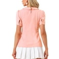 thumbnail image 3 of INSPIRE CHIC Women's Vintage Peter Pan Collar Contrast Trim Puff Short Sleeve Blouse Top, 3 of 5