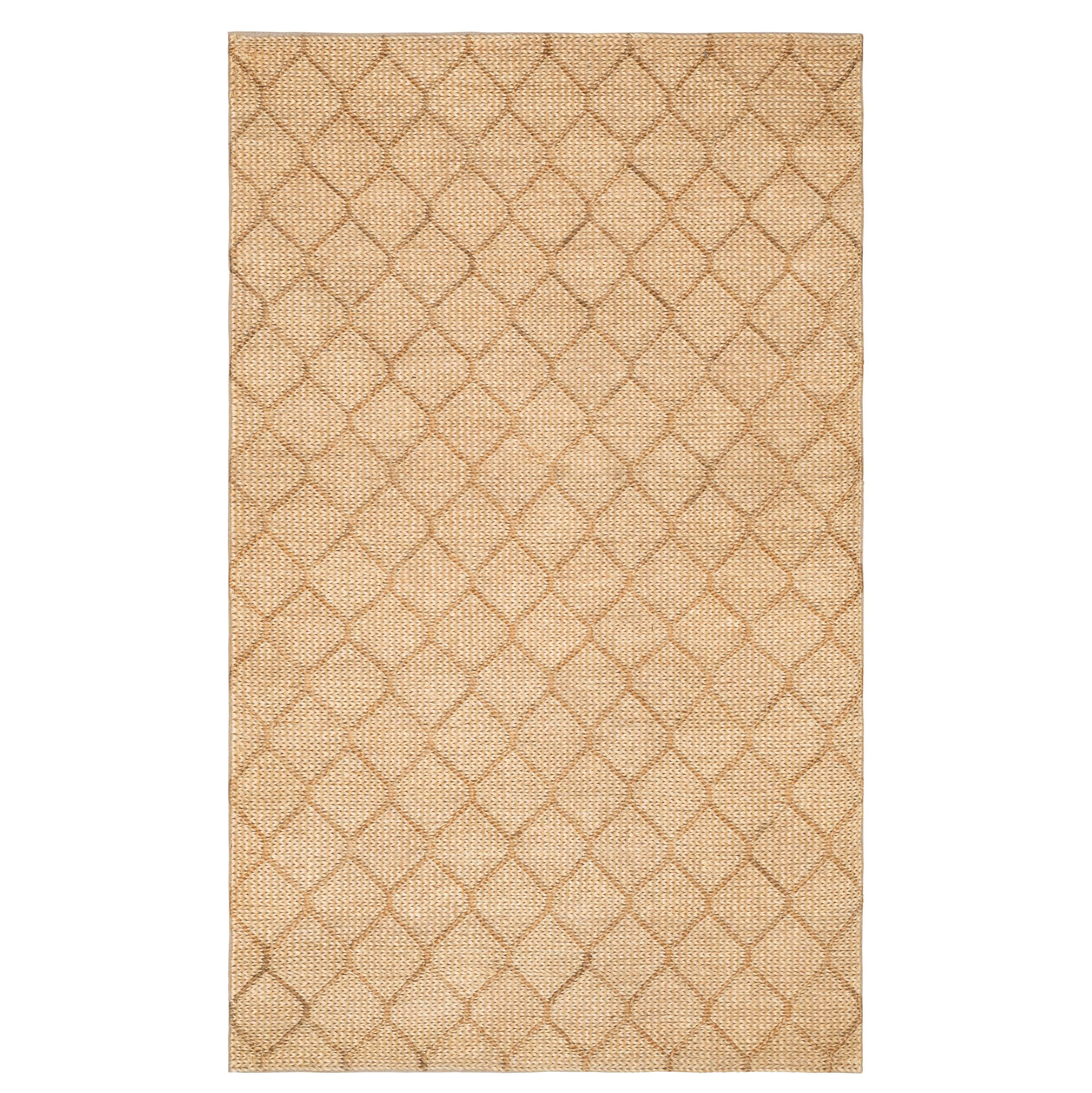 Tiles Ivory Handwoven Jute 5' x 8' Rectangular Area Rug