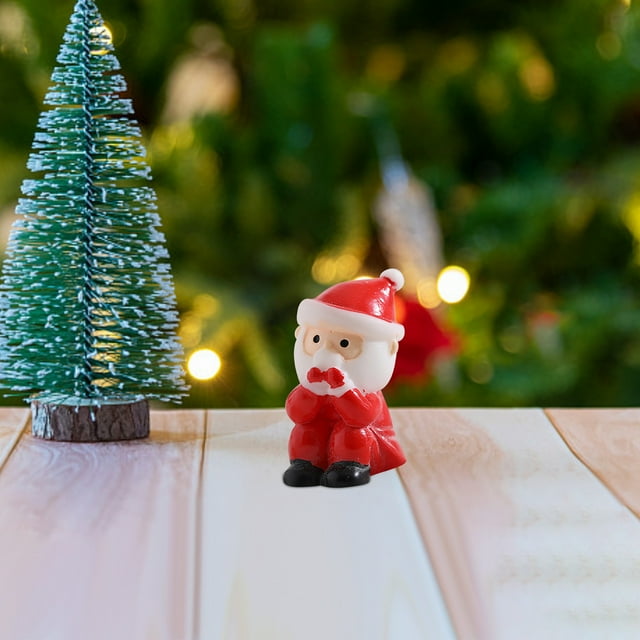 Xihbxyly Figuras Navideñas En Miniatura, Decoración de Papá Noel de Resina, Accesorios Festivos para Casa de Muñecas, Base Plana Fácil de Sostener, Decoraciones Navideñas Diy, Jardín de Cuentos, Rega