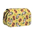thumbnail image 1 of Qekee Pineapples Sharks In Hawaiian Print Double Clamshell Pen Case,Double Layer Pencil Pouch,Zippered Multi-FunctionalPencil Box for School, Travel, and Office Essentials, 1 of 7