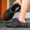 thumbnail image 4 of Dakaela Garden Chef Clogs for Mens Outdoor Slip on Beach Sandals with Arch Support Platform Waterproof Work Shoes with Adjustable Strap Black,7.5, 4 of 9