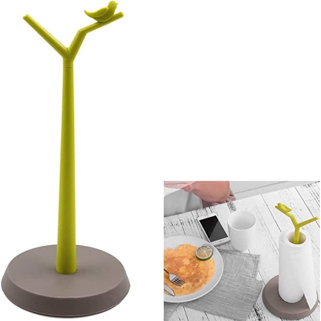 Jinsinto Kitchen Roll Holder - Paper Towel Standing Countertop Paper Towels Freestanding Vertical With Non-Slip Bottom Bird Decoration Suitable Living Room Bathroom 360*160mm