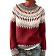 thumbnail image 4 of Plus Size Sweaters for Women Fair Isle Knit Long Sleeve Crew Neck Pullover Vintage Geometric Loose Fit Casual Fall Winter Sweater Tops, 4 of 5