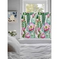 thumbnail image 4 of Kitchen Curtains 54 Inches length, Pink Succulent Window Treatment Curtain Drapes, Green Cactus Watercolor Pastoral Decorative Window Curtains for Bedroom Cafe, 52"x54", 2 Panels, 4 of 7