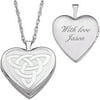 Personalized Women's Sterling Silver Engraved Celtic Knot Heart Locket Pendant, 20"