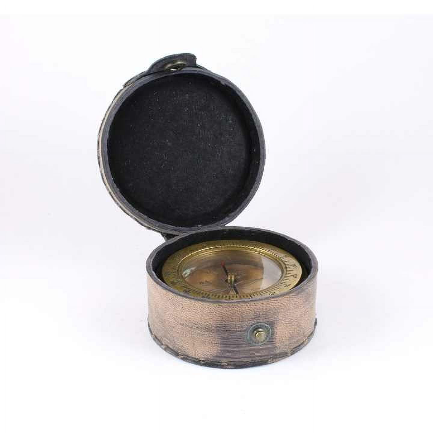 Antique Brass Magnetic Compass with Magnifying Glass Leather Case Magnetic Finish-Durable Metal Tool