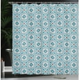 thumbnail image 3 of Ambesonne Vintage Shower Curtain, Moroccan Floral Ornaments, 69"Wx84"L, Sky Blue and Dried Rose, 3 of 4