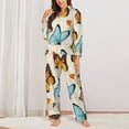 thumbnail image 3 of Kll Butterflies Print Women'S Long Sleeve Pajamas With Pants Sleepwear Loungewear 2 Set-X-Large, 3 of 9
