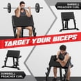 thumbnail image 4 of Preacher Curl Bench,Seated Arm Isolated Barbell Dumbbell Bicep Station for Arm Workout,Adjustable Bicep Curl Machine with 2 Bar Holders for Home Gym, 4 of 10