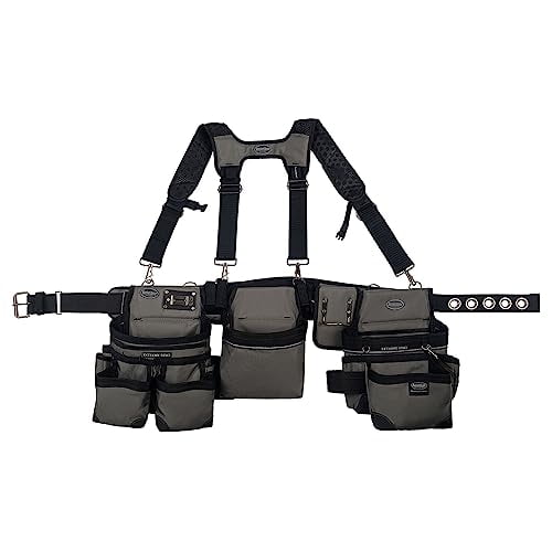 Bucket Boss 3 Bag Tool Bag Set with Suspenders in Grey, 55185