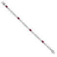 thumbnail image 3 of Gem Stone King 925 Sterling Silver Red Ruby and White Moissanite and Lab Grown Diamond Bracelet for Women | 4.41 Cttw | Gemstone July Birthstone | Oval 6X4MM | Length 7.25 inches, 3 of 7