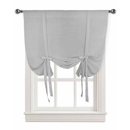 Grey Tie Up Curtains for Kitchen Bathroom Bedroom Windows 45 Inch Length Pure Gray Solid Color Simple Minimalism Art Balloon Drape Curtains Shade Rod Pocket Drapery Curtain Panel 42 x45