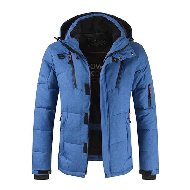 Guardoinrt Polyester Mens Duck Down Jacket For Ultimate Warmth And Style Wide Application Hooded Puffer Jacket blue 3XL