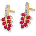 thumbnail image 2 of 14k Yellow Gold Ruby and Diamond Leaf Earrings - 12.6mm, 2 of 5