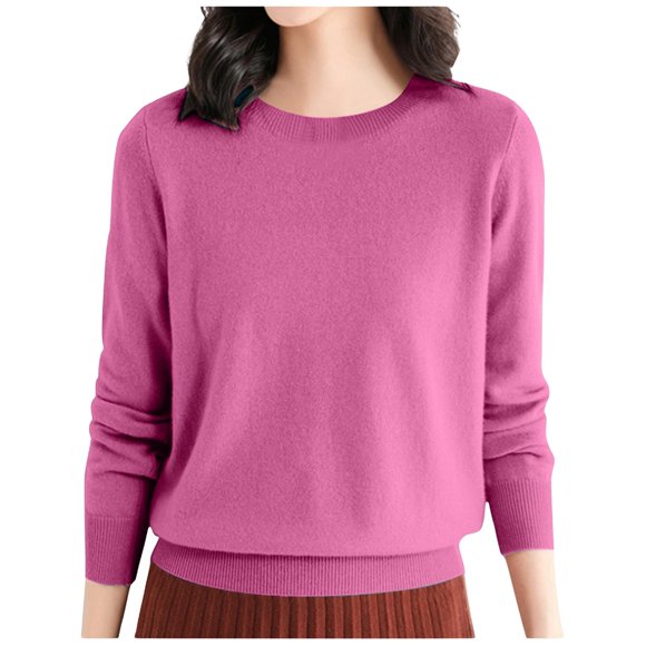 Women's Casual Pullover Sweater Women's Pullover Sweaters Oversized Cropped Hoodies Womens Lightweight Comfortable Knitted Top Sweat Shirts for Grandma Fireside Sweater for Fall Winter -