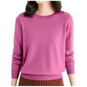 Women's Casual Pullover Sweater Women's Pullover Sweaters Oversized Cropped Hoodies Womens Lightweight Comfortable Knitted Top Sweat Shirts for Grandma Fireside Sweater for Fall Winter -