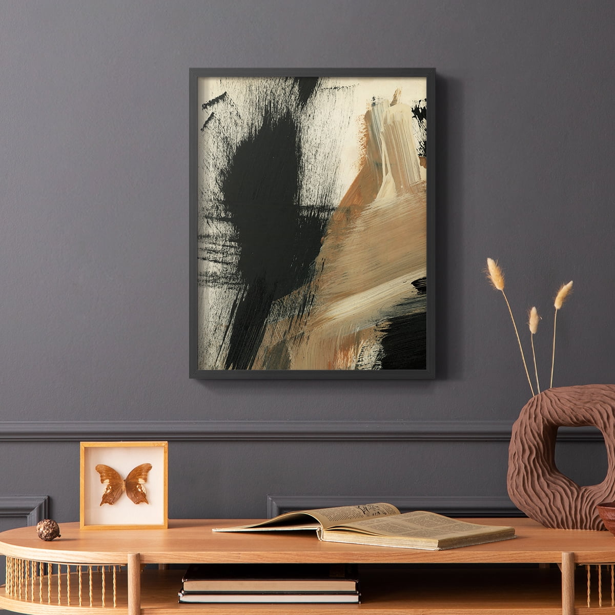 Baked Paintstrokes I Framed Print in Black Solid Wood Framed Print No Nail Hanging