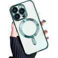thumbnail image 2 of Clear Case for iPhone 14 Pro Magnetic Case Compatible with MagSafe Built-in Camera Lens Protector Soft Shockproof Slim Phone Case for 14 Pro 6.1" - Green, 2 of 10