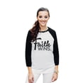 thumbnail image 2 of Faith Wins Unisex 3/4 Sleeves Baseball Raglan T-Shirt Tee White Black X-Small, 2 of 4