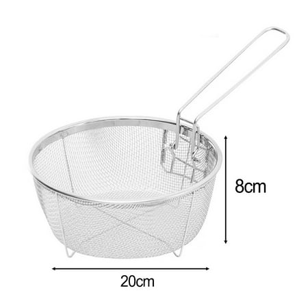 

Stainless Steel Frying Basket With Detachable Handle Round Wire Display Rack Net French Fries And Fried Food Display Tableware