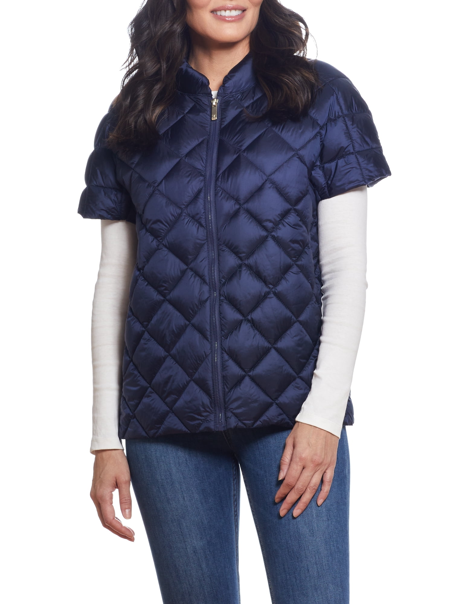 women's short sleeve puffer vest