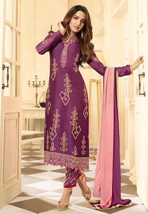 purple fancy dress pakistani Ramadan Special Party Wear Indian Designer Salwar Kameez Suits Pakistani Plazo Dress ( Purple, XXS
