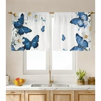 Kitchen Curtains over Sink for Bathroom Window Cafe Basement Cortinas para Cocina Farmhouse Camper Rv Short Mini Curtain Butterfly Flower Elegant Country Rustic Modern Cute - 26×24‘‘