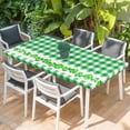 thumbnail image 2 of St. Patrick's Day Table Cloths for 5 Foot Rectangle Tables, Spring Lucky Grass Sage Green Buffalo Plaid Patio Waterproof Elastic Fitted Tablecloths, Washable Rectangular Table Cover for Camping, 2 of 8