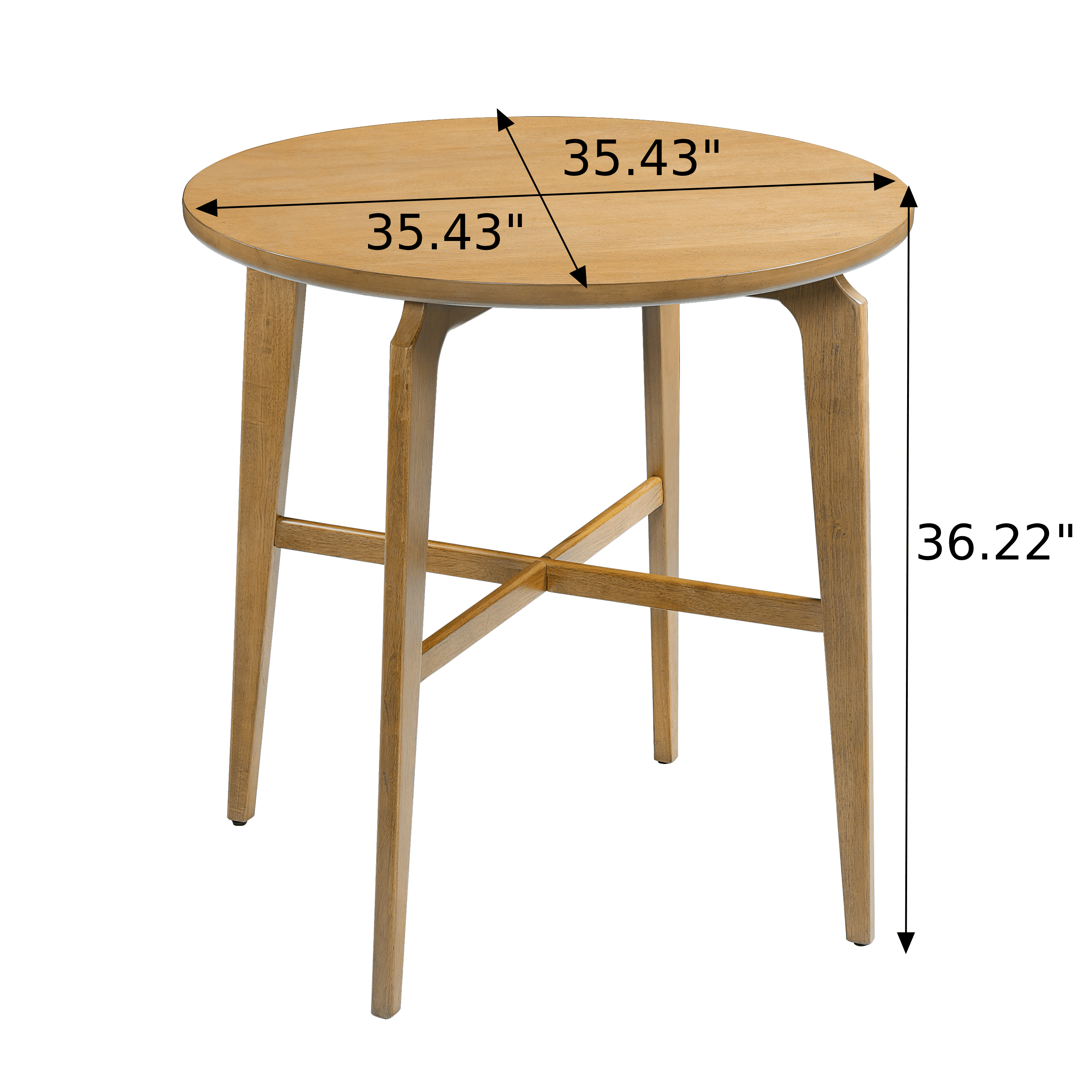 Bar Table 36 Inch High Round with Rubberwood Legs and MDF Top, Counter Height Dining Table and Bistro Table for Kitchen, Natural