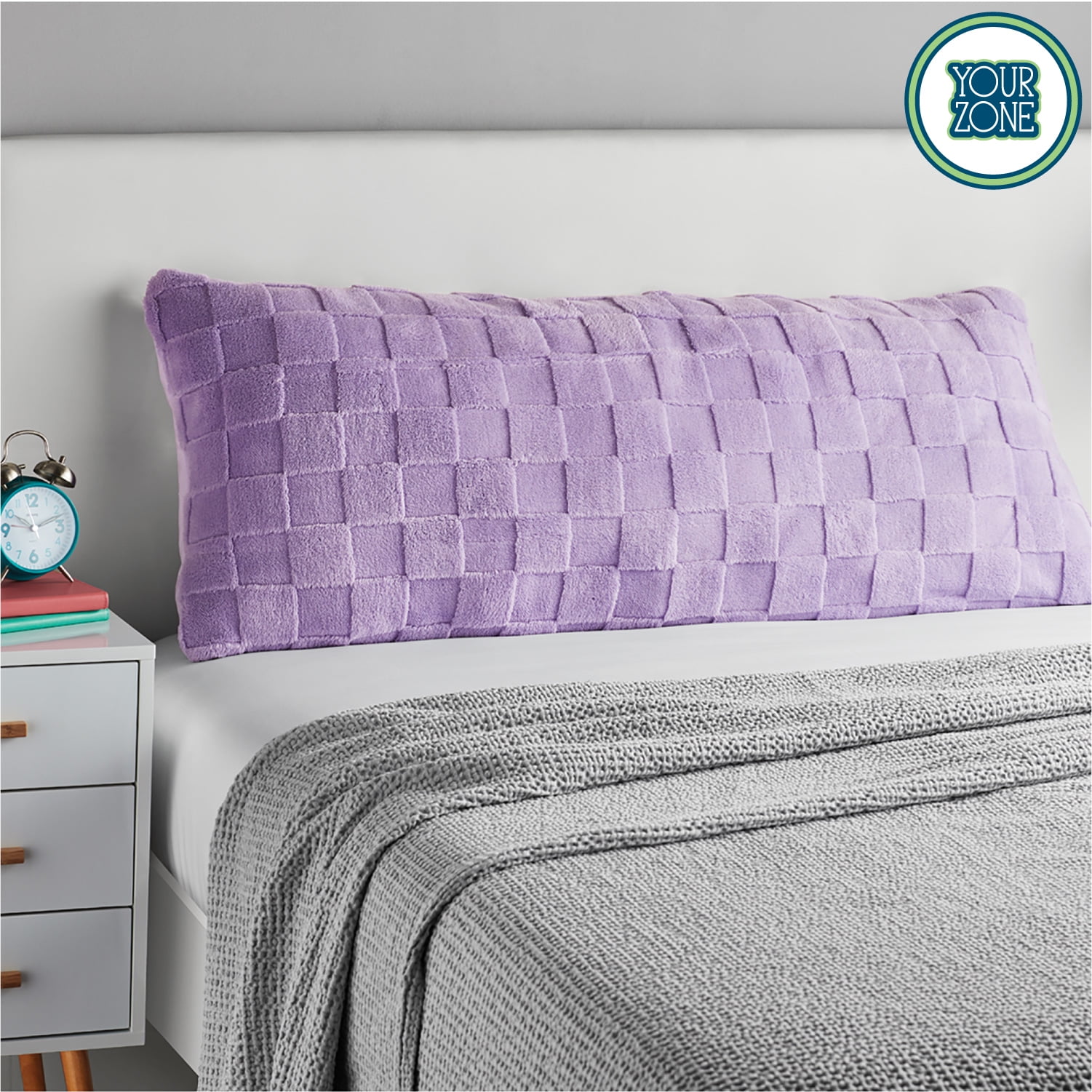 Your Zone Lilac Bud Checkerboard Plush Body Pillow, 19 Your Zone Lilac Bud Checkerboard Plush Body Pillow, 19