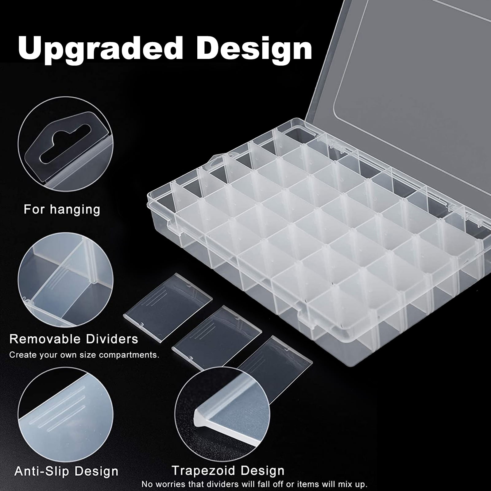 Details about   28 Slots Adjustable Clear Jewelry Storage Box Case Craft Organizer Beads Plastic 