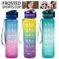 thumbnail image 1 of Botella de agua deportiva motivacional de 32 oz con marcador de tiempo y colador extraíble, flujo rápido, tapa abatible a prueba de fugas, duradera, sin BPA, no tóxico Muyoka Hogar, 1 of 6