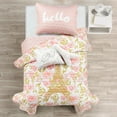 thumbnail image 3 of Lush Decor Watercolor Rose Paris Glitter Reversible Quilt 4-Piece Bedding Set, Twin XL, 3 of 11