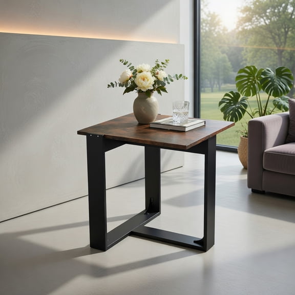 Resenkos Industrial Metal Frame End Table for Sofa or Bedside, Black
