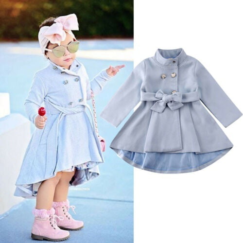 Baby Girl Fall Winter Clothes Outfits, Toddler Trench Coat Black And White Dress