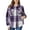 Purple, variant on Women's Button Down Plaid Shirt Jacket Long Sleeve Classic Fit Lapel Baggy Casual Tops Shackets with Pockets
