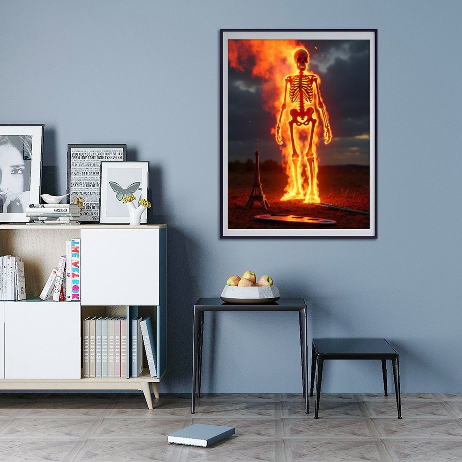 Diamond Art Kit for Adults, Skeleton In Flames With Miniature Tower Diamond Painting for Adults Beginners, DIY Diamond Art Painting Kits, 5D Diamond Painting Crafts for Home Decor 12x16 Frameless