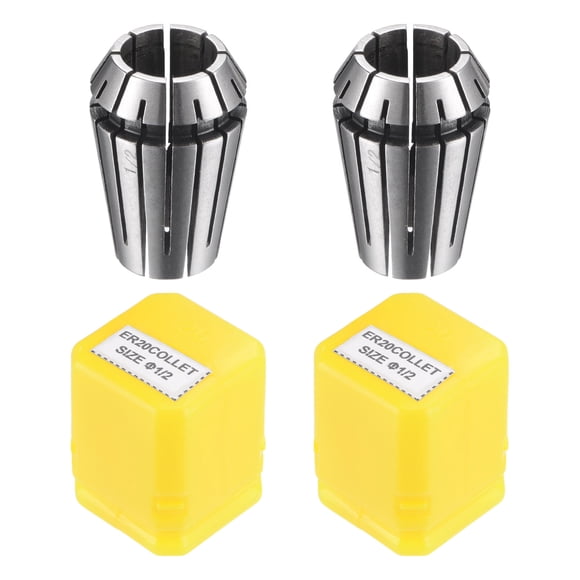 Mandril de resorte Uxcell ER20, Chuck de 1/2" para máquina de grabado CNC, herramienta de tornear y fresar, paquete de 2
