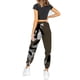 thumbnail image 4 of Gibobby Pantalones de chándal con bolsillo para mujer, estampado, cómodos, de cintura alta, para entrenamiento, salón atlético, informales, para correr (Brown, M), 4 of 5